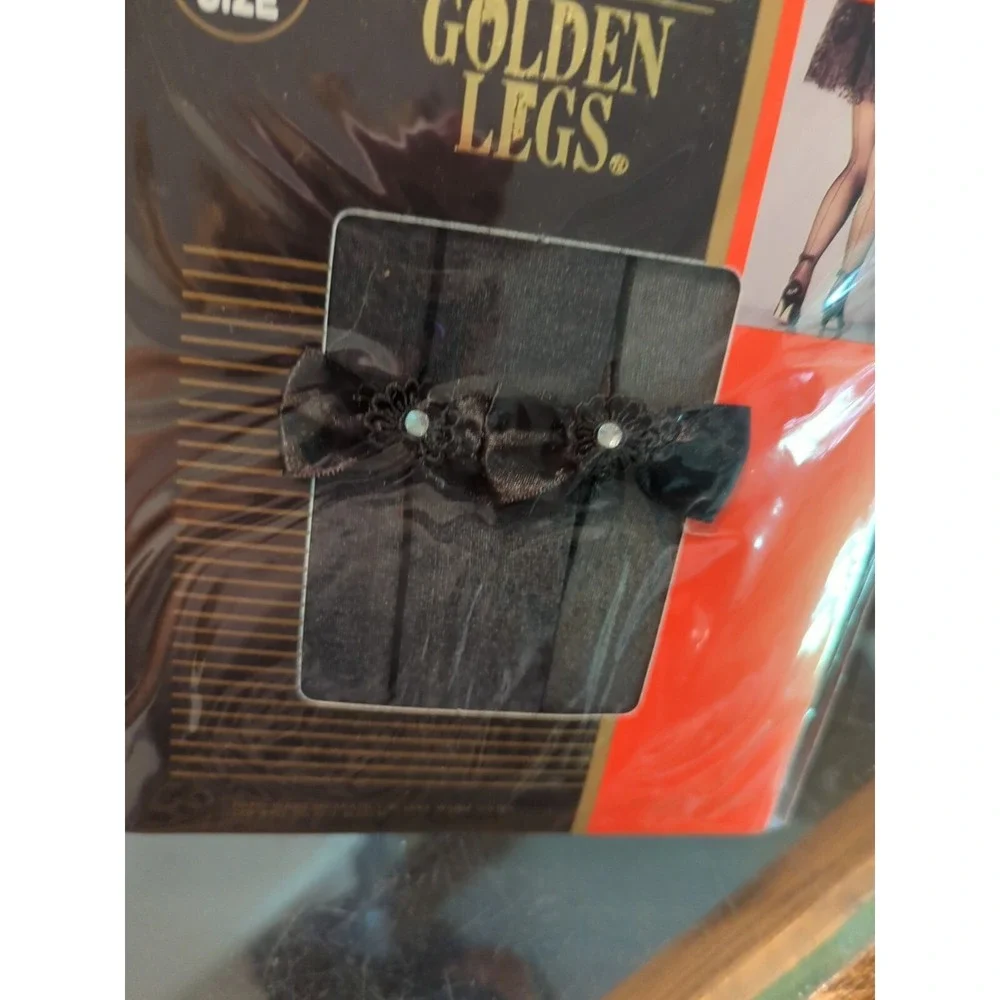 New Sexy‎ Golden LEGS Black QUEEN STOCKINGS w/bows PANTYHOSE nylon HOSIERY